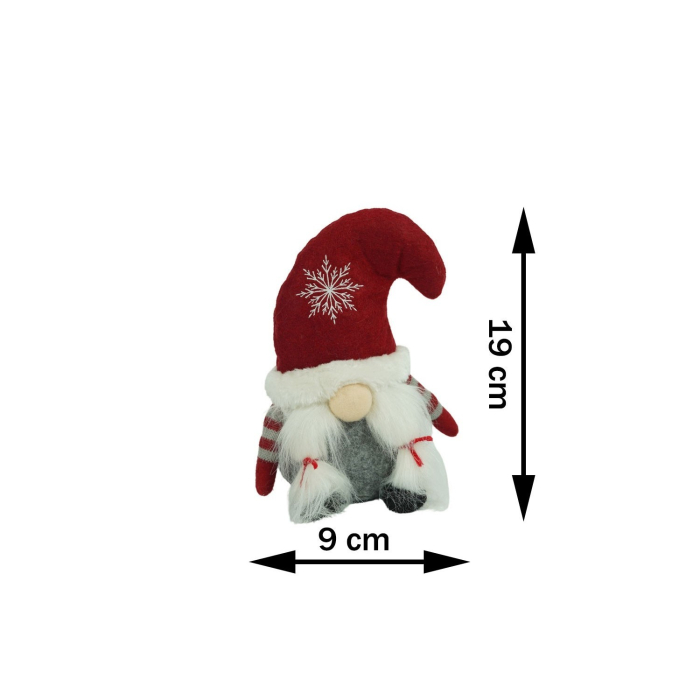 Ornament de Craciun spiridus, Flippy, gri/rosu, textil, 19 cm [3]