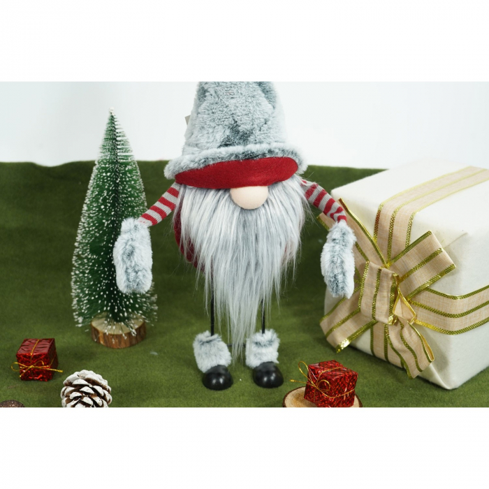 Ornament de Craciun spiridus, Flippy, gri/rosu, textil, 55 cm [3]