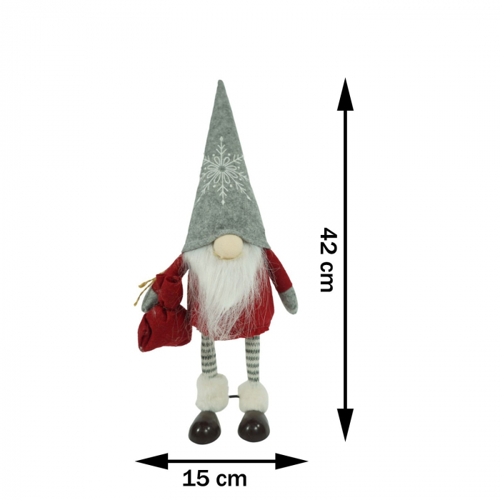 Ornament de Craciun spiridus, Flippy, rosu/alb, textil, 42 cm [13]