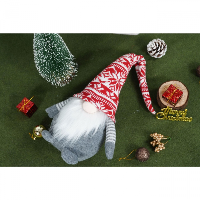 Ornament de Craciun spiridus model 2, Flippy, rosu/gri, textil, 45 cm [5]