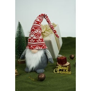 Ornament de Craciun spiridus model 2, Flippy, rosu/gri, textil, 45 cm [4]