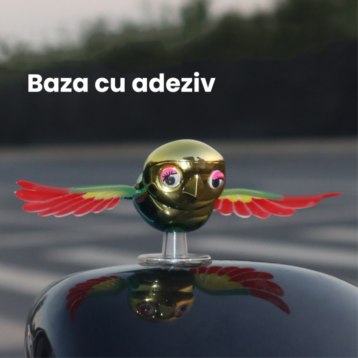 Ornament Decorativ Auto, Flippy, Model Pasare Zburatoare pentru Moto/Auto, din plastic Rezistent, 14.5 x 8 x 5 cm, Verde/Multicolor [5]