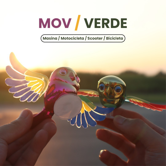 Ornament Decorativ Auto, Flippy, Model Pasare Zburatoare pentru Moto/Auto, din plastic Rezistent, 14.5 x 8 x 5, Mov/Multicolor [3]