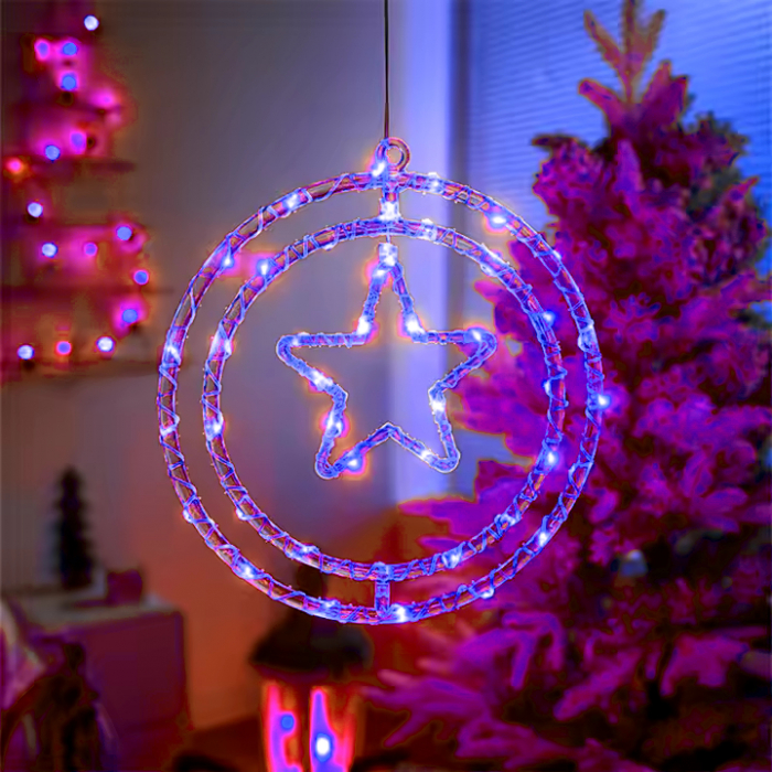 Ornament luminos  40 x 40 cm, stea, albastru [1]