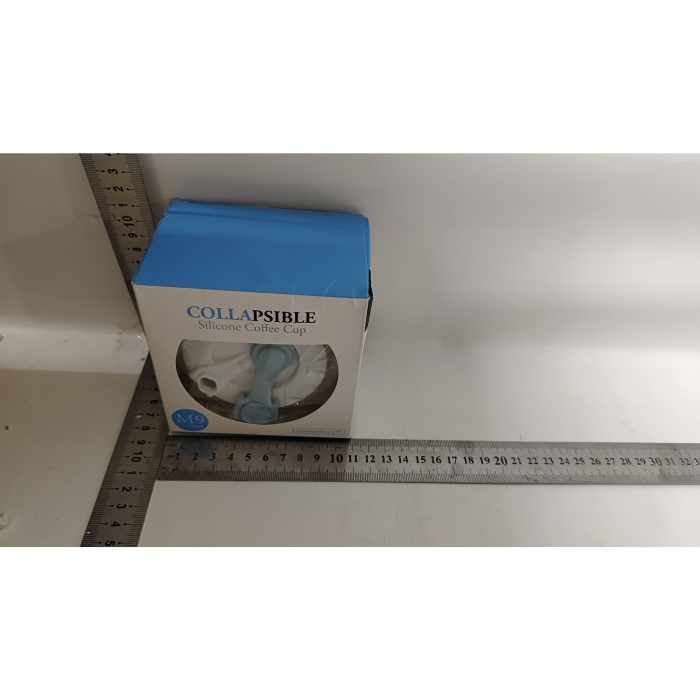 Pahar pliabil din silicon Flippy, pentru calatorii, camping, 750 ml, pai inclus, 11.6 x 19.3 cm, albastru [5]