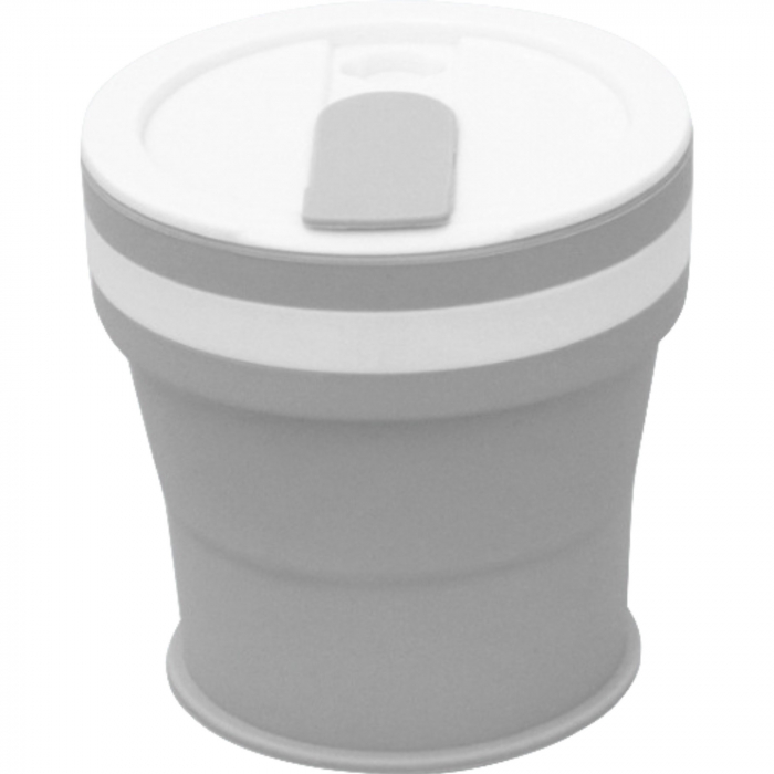 Pahar pliabil din silicon Flippy, prentru calatorii, 350 ml, pai inclus, 9 x 9.2 cm, gri [1]