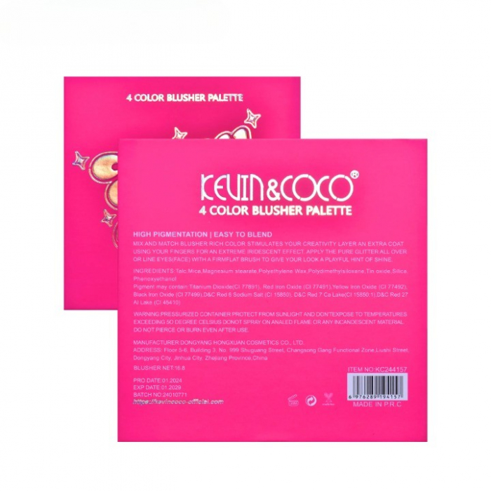 Paleta de Blush, KEVIN&amp;amp;COCO, 4 Culori Stay Wild, 12.2 x 12.2 x 0.9 cm [3]