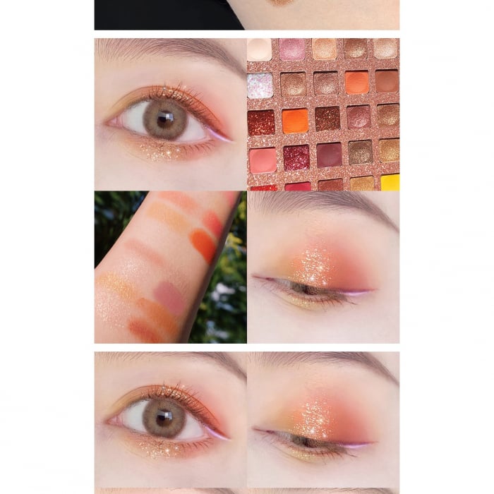 Paleta de farduri cu 40 de culori pigmentate, Maro cu sclipici, Flippy [4]