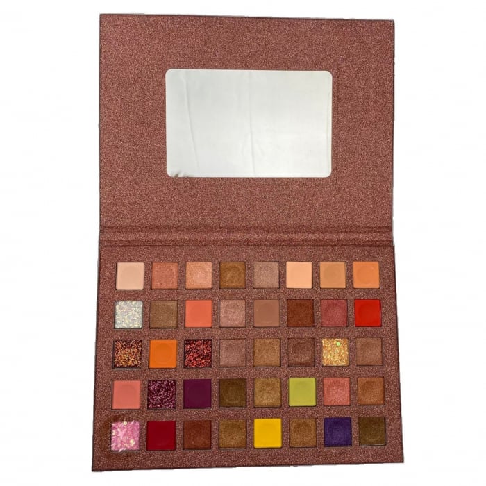 Paleta de farduri cu 40 de culori pigmentate, Maro cu sclipici, Flippy [7]