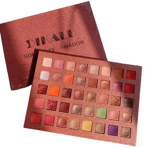 Paleta de farduri cu 40 de culori pigmentate, Roz cu sclipici, Flippy [1]