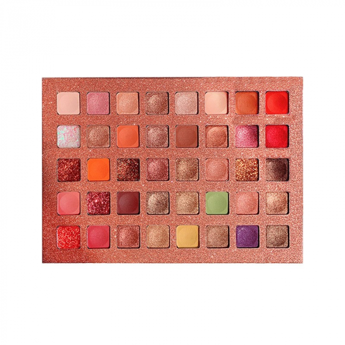 Paleta de farduri cu 40 de culori pigmentate, Roz cu sclipici, Flippy [4]