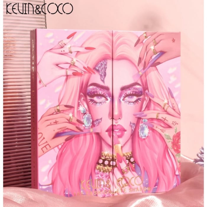 Paleta de Farduri Kevin&amp;Coco, 105 Culori, Stil Pliabil, Conturing si Iluminator incluse, Dreptunghiulara, Fara Sulfati, Pudra Compacta, 18.7 x 17.2 x 2.7 cm, 109 g, multicolor [6]