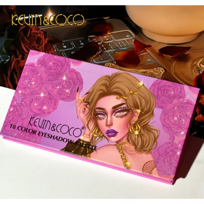 Paleta de farduri Kevin&amp;Coco, 18 culori, nuante captivante, design compact, 19 x 10 cm, 180 g, multicolor [3]