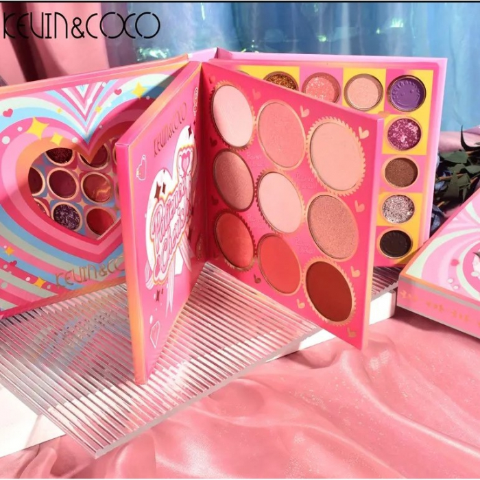 Paleta de Farduri Kevin&amp;Coco, 59 culori, Stil Carte, 3 Straturi, Pudra Compacta, Clasic, Fara Sulfati, 14 x 14 cm, 80 g, multicolor [7]