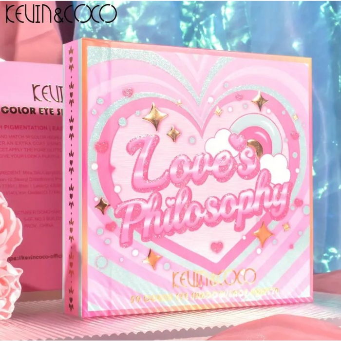 Paleta de Farduri Kevin&amp;Coco, 59 culori, Stil Carte, 3 Straturi, Pudra Compacta, Clasic, Fara Sulfati, 14 x 14 cm, 80 g, multicolor [8]