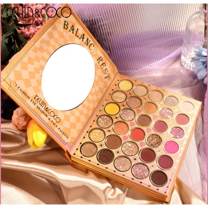 Paleta de Farduri Kevin&amp;Coco, 72 culori, Stil Carte, 3 Straturi, Pudra Compacta, Clasic, Fara Sulfati, 14 x 14 cm, 80 g, multicolor [3]