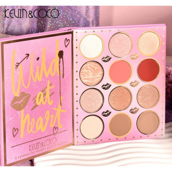Paleta de Farduri Kevin&amp;Coco, 72 culori, Stil Carte, 3 Straturi, Pudra Compacta, Clasic, Fara Sulfati, 14 x 14 cm, 80 g, multicolor [2]