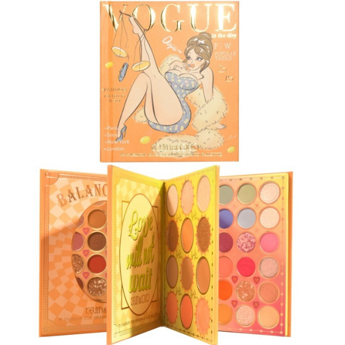 Paleta de Farduri Kevin&amp;Coco, 72 culori, Stil Carte, 3 Straturi, Pudra Compacta, Clasic, Fara Sulfati, 14 x 14 cm, 80 g, multicolor [1]
