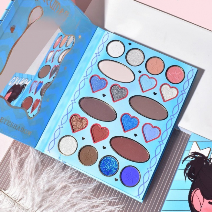 Paleta de Machiaj, KEVIN&amp;amp;COCO, 20 Culori Blue Girl, Fard de Pleoape si Blush, Albastru [6]