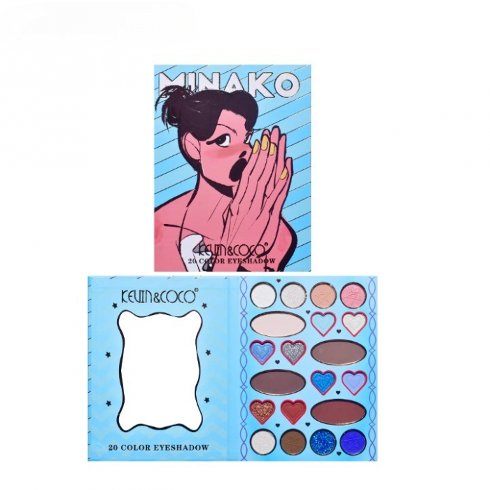 Paleta de Machiaj, KEVIN&amp;amp;COCO, 20 Culori Blue Girl, Fard de Pleoape si Blush, Albastru [3]