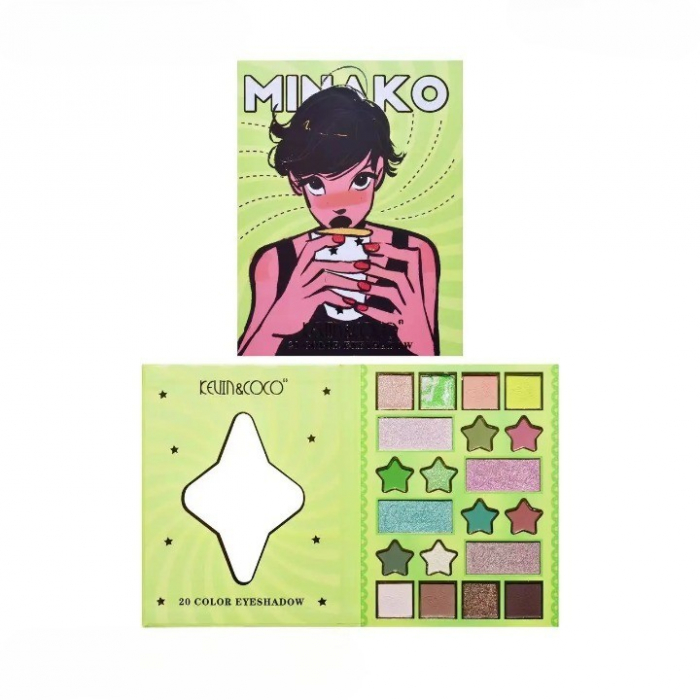 Paleta de Machiaj, KEVIN&amp;amp;COCO, 20 Culori Green Girl, Fard de Pleoape si Blush, Verde [6]