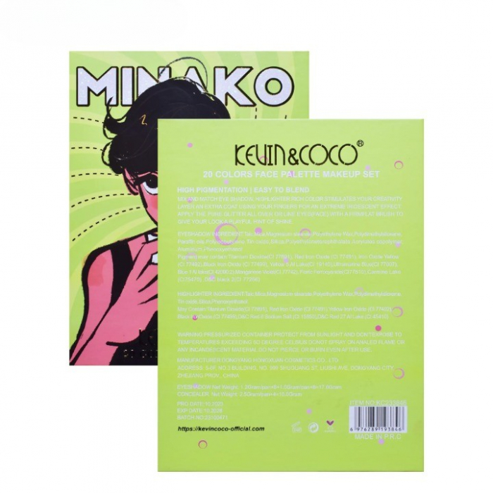 Paleta de Machiaj, KEVIN&amp;amp;COCO, 20 Culori Green Girl, Fard de Pleoape si Blush, Verde [4]