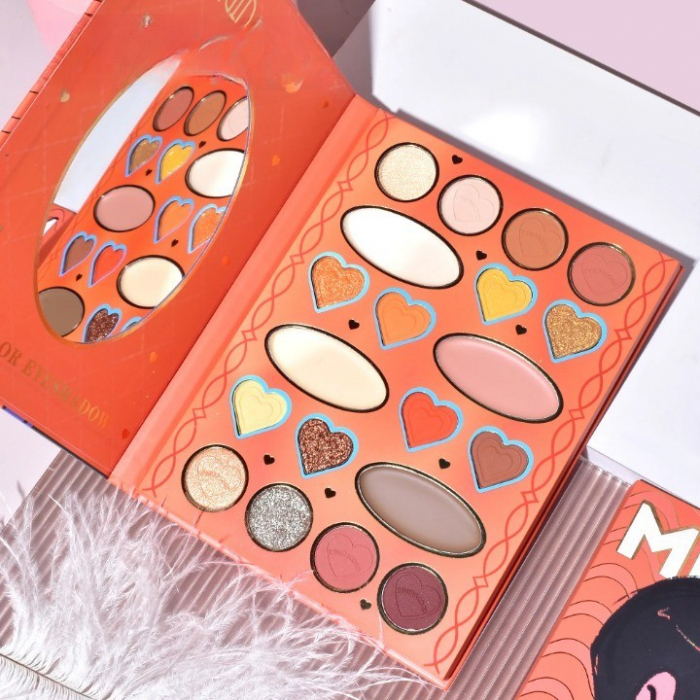 Paleta de Machiaj, KEVIN&amp;amp;COCO, 20 Culori Orange Girl, Fard de Pleoape si Blush, Portocaliu [1]