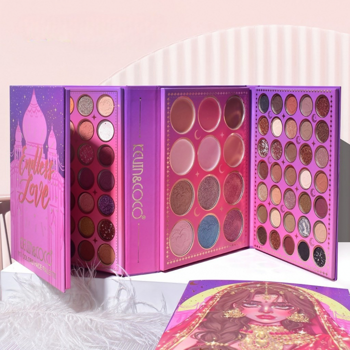 Paleta de Machiaj, KEVIN &amp;amp; COCO, Girl Power, Fard de Pleoape, Iluminator, Blush Cremos, 117 culori, 19 x 14.8 x 3.4 cm [2]