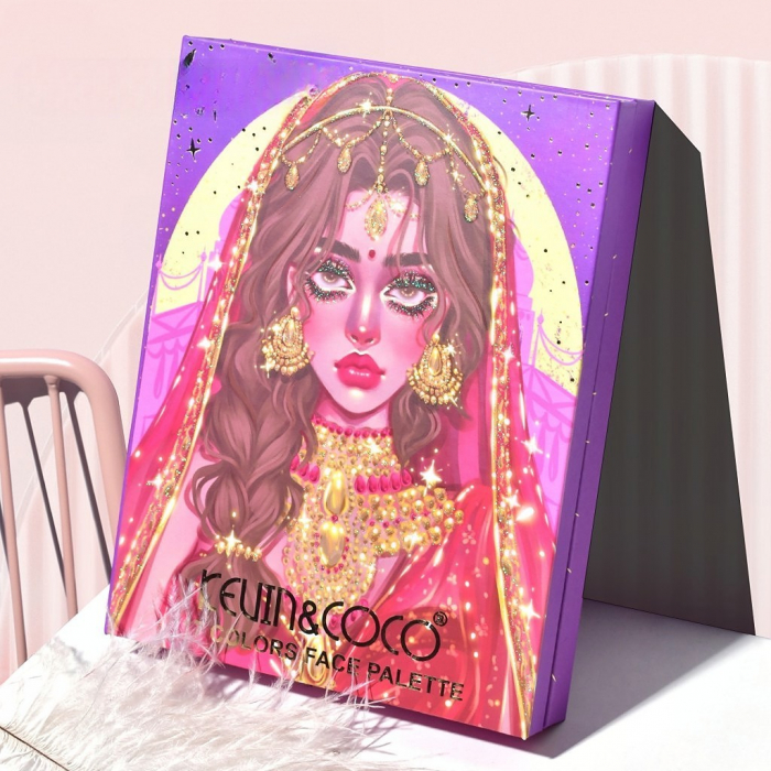 Paleta de Machiaj, KEVIN &amp;amp; COCO, Girl Power, Fard de Pleoape, Iluminator, Blush Cremos, 117 culori, 19 x 14.8 x 3.4 cm [3]