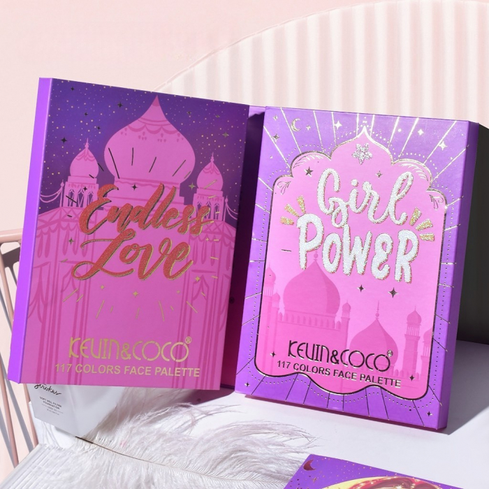 Paleta de Machiaj, KEVIN &amp;amp; COCO, Girl Power, Fard de Pleoape, Iluminator, Blush Cremos, 117 culori, 19 x 14.8 x 3.4 cm [5]
