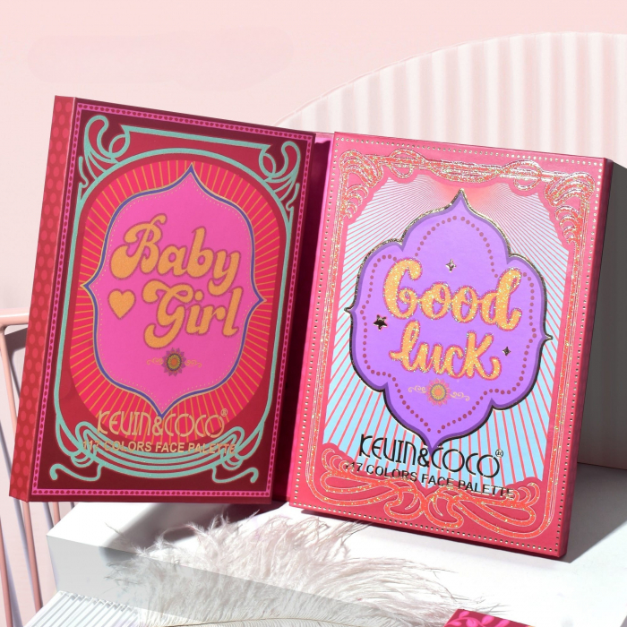 Paleta de Machiaj, KEVIN &amp;amp; COCO, Good Luck, Fard de Pleoape, Iluminator, Blush Cremos, 117 culori, 19 x 14.8 x 3.4 cm [4]
