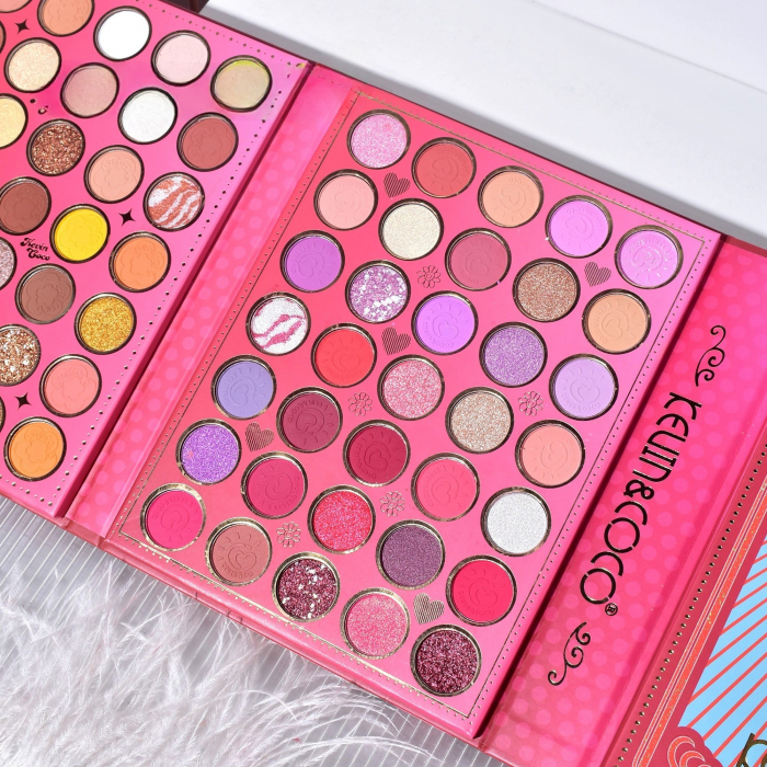 Paleta de Machiaj, KEVIN &amp;amp; COCO, Good Luck, Fard de Pleoape, Iluminator, Blush Cremos, 117 culori, 19 x 14.8 x 3.4 cm [3]