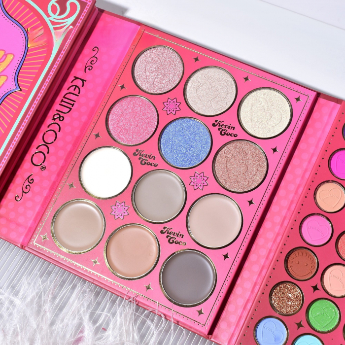 Paleta de Machiaj, KEVIN &amp;amp; COCO, Good Luck, Fard de Pleoape, Iluminator, Blush Cremos, 117 culori, 19 x 14.8 x 3.4 cm [7]