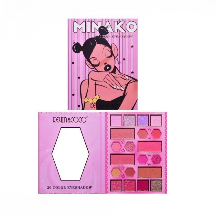 Paleta de Machiaj, KEVIN&amp;COCO, 20 Culori Pink Girl, Fard de Pleoape si Blush, Roz [6]