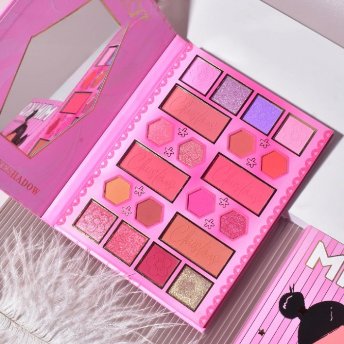 Paleta de Machiaj, KEVIN&amp;COCO, 20 Culori Pink Girl, Fard de Pleoape si Blush, Roz [4]