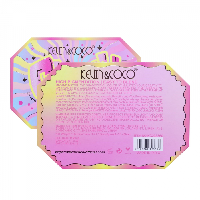 Paleta de Machiaj, KEVIN &amp; COCO, Pink Cherry, Fard de Pleoape, 22 culori, 19 x 13.7 x 1.3 cm [6]