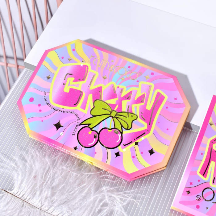 Paleta de Machiaj, KEVIN &amp; COCO, Pink Cherry, Fard de Pleoape, 22 culori, 19 x 13.7 x 1.3 cm [2]