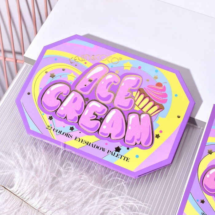 Paleta de Machiaj, KEVIN &amp; COCO, Violet Ice Cream, Fard de Pleoape, 22 culori, 19 x 13.7 x 1.3 cm [3]