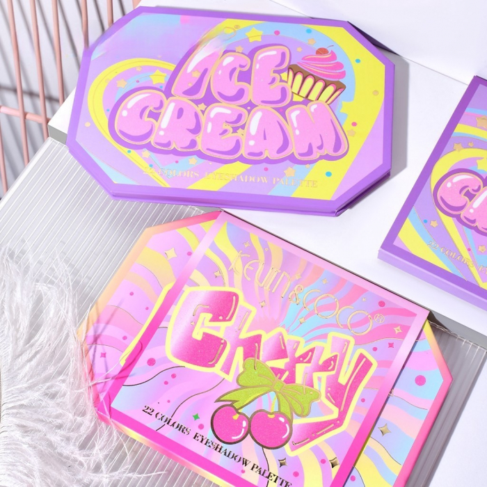 Paleta de Machiaj, KEVIN &amp; COCO, Violet Ice Cream, Fard de Pleoape, 22 culori, 19 x 13.7 x 1.3 cm [2]