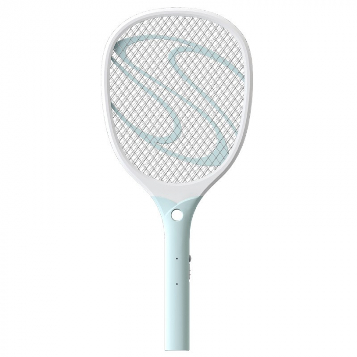 Paleta Electrica pentru Tantari, Muste sau Insecte LED, Flippy, Reincarcabila, Incarcare USB, Plastic, Casa si Gradina, Anti-insecte, Alb-Albastru [1]