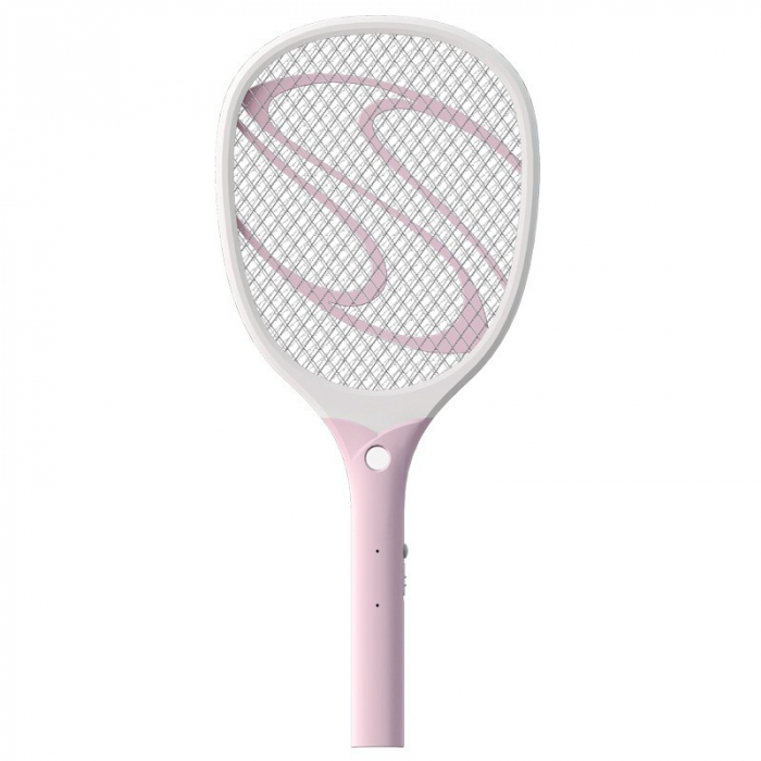 Paleta Electrica pentru Tantari, Muste sau Insecte LED, Flippy, Reincarcabila, Incarcare USB, Plastic, Casa si Gradina, Anti-insecte, Alb-Roz [6]