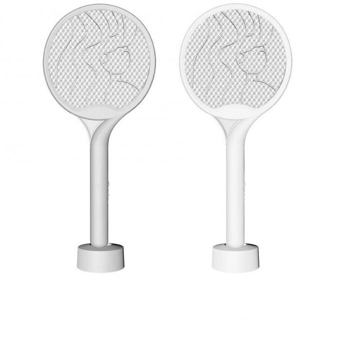 Paleta Electrica pentru Tantari, Muste si Tantari 2in1, Flippy, Reincarcabila, Incarcare USB, 2600V, Plastic, Casa si Gradina, Anti-insecte, Stand, 23x51 cm, Alb [5]