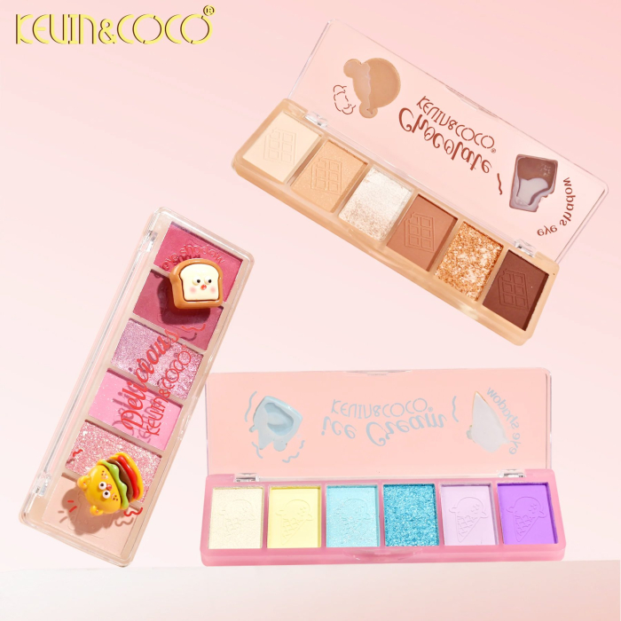 Paleta Farduri de Pleoape, Kevin&amp;Coco, Paleta pentru Machiaj, 6 Nuante, Model Delicious, Mate si Sidefate, 13.5x4.4x2 cm, Multicolor [4]