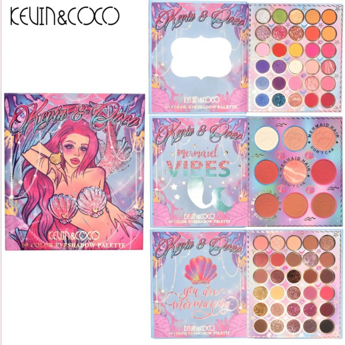 Paleta farduri Kevin&amp;Coco, 69 nuante, blush, iluminator, conturing, deschidere tip carte, 18.6 x 16.5 cm, 97 g, multicolor [6]