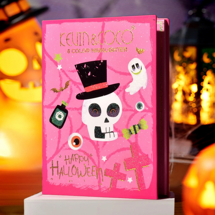 Paleta Iluminatoare, Flippy, 6 Nuante, Halloween, Culori Calde, Dreptunghiulara, 160g, Valabilitate 24 Luni, 17.4x11.5x1.3 cm, Varianta B, Nude-Rose [5]
