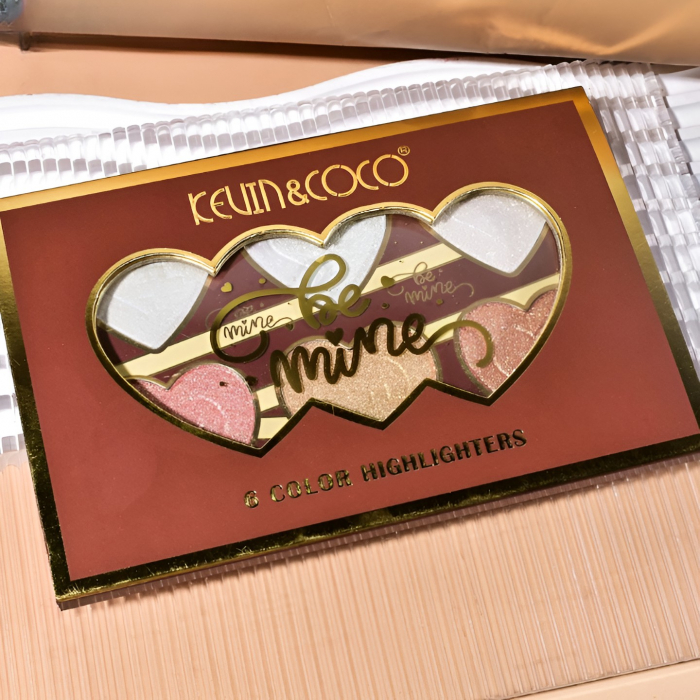 Paleta Iluminatoare, Kevin &amp; Coco, 6 Nuante, Be Mine, Culori Calde, Dreptunghiulara, 140 g, Valabilitate 24 Luni, 17.4x11.5x1.3 cm, Varianta A, Nude [6]