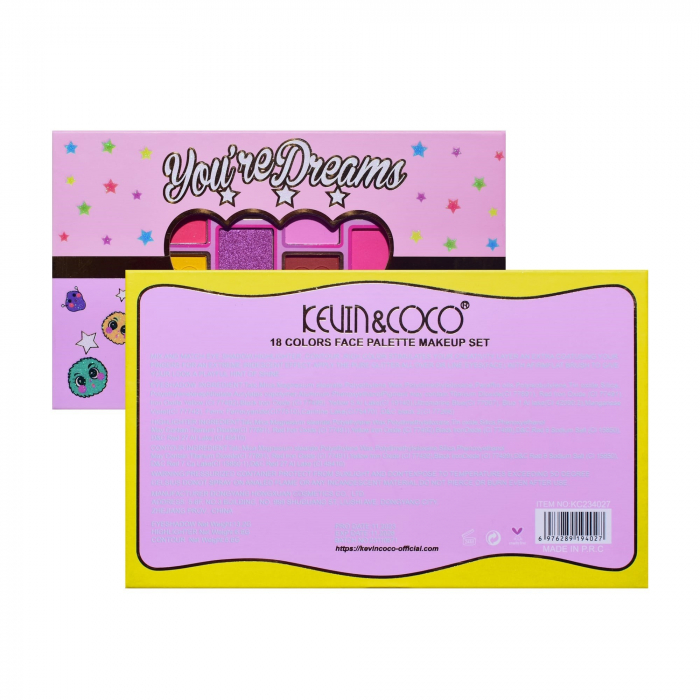 Palete de Machiaj, KEVIN &amp; COCO, Candy Star. Fard de Pleoape, 18 culori, 19.3 x 12 x 1.4 cm [8]