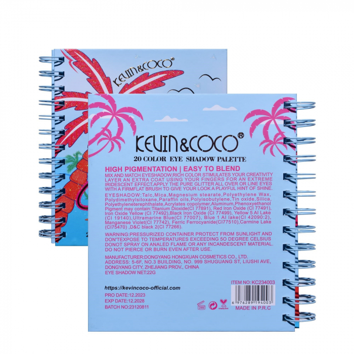 Palete de Machiaj, KEVIN &amp; COCO, Colour Fruit Party, Fard de Pleoape, 20 culori, 15.3 x 17.4 x 1.2 cm [8]