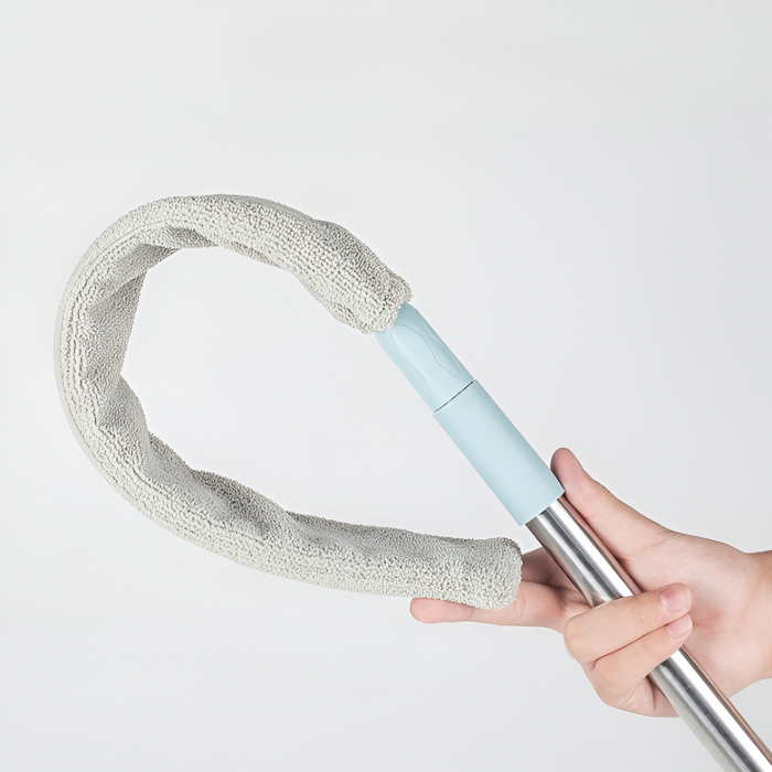 Pamatuf pentru Curatat Praful, Flippy, Model Slim pentru Zone Greu Accesibile, Maner Extensibil, Laveta Microfibra Inclusa, Usor de Curatat, Albastru Gri [6]