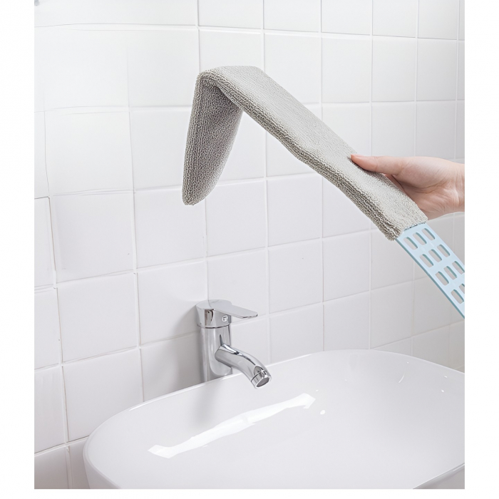 Pamatuf pentru Curatat Praful, Flippy, Model Slim pentru Zone Greu Accesibile, Maner Extensibil, Laveta Microfibra Inclusa, Usor de Curatat, Albastru Gri [5]
